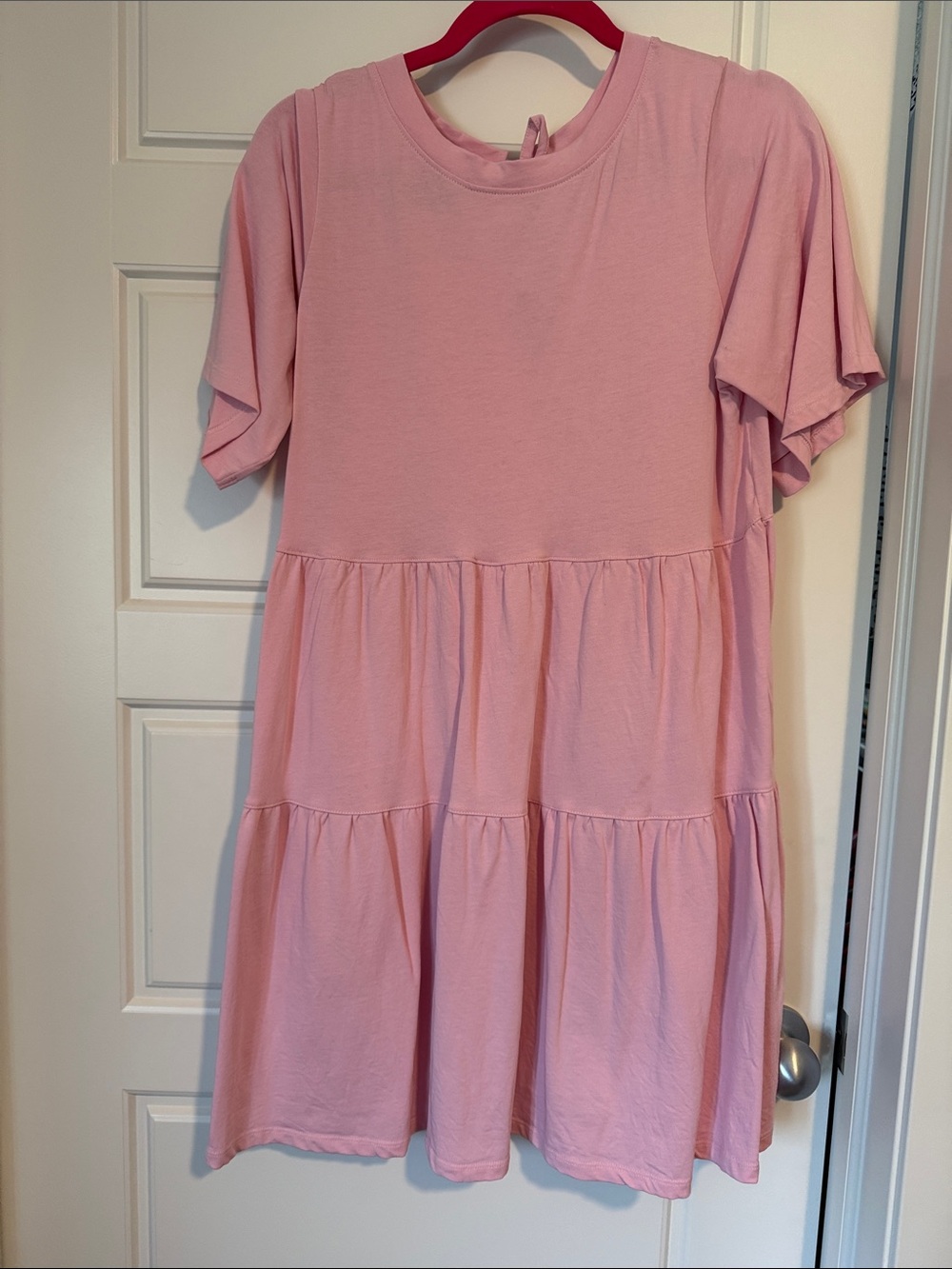 Brunette The Label Soft Pink Tiered Tee Dress